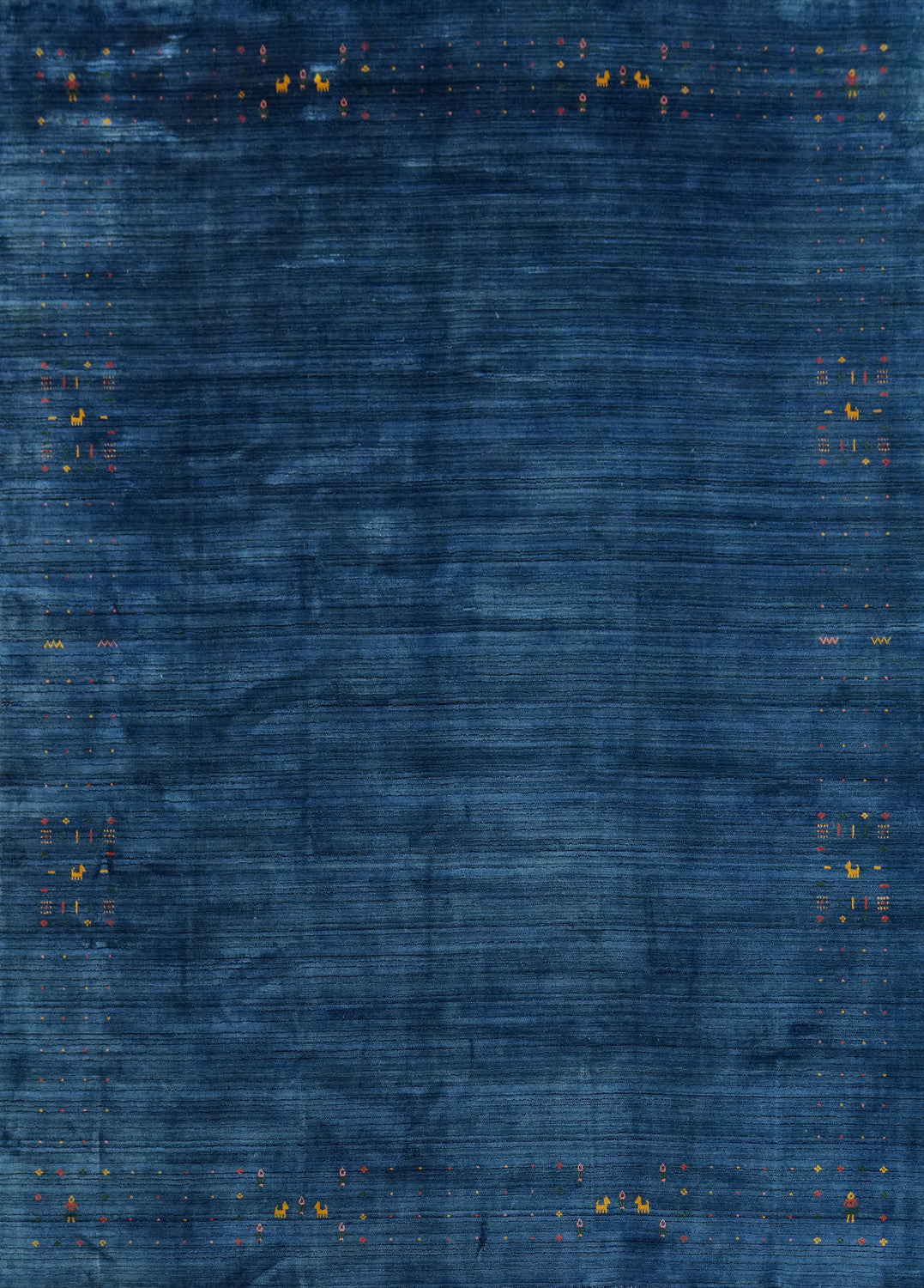 Blue Silk Gabbeh Oriental Area Rug 9x11