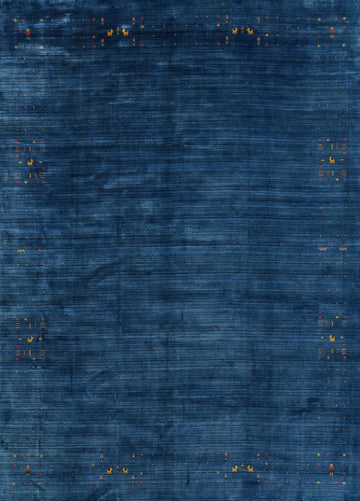 Blue Silk Gabbeh Oriental Area Rug 9x11