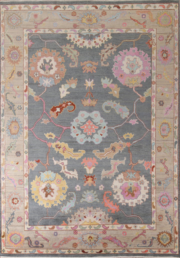 Decorative Gray Oushak Oriental Area Rug 9x12