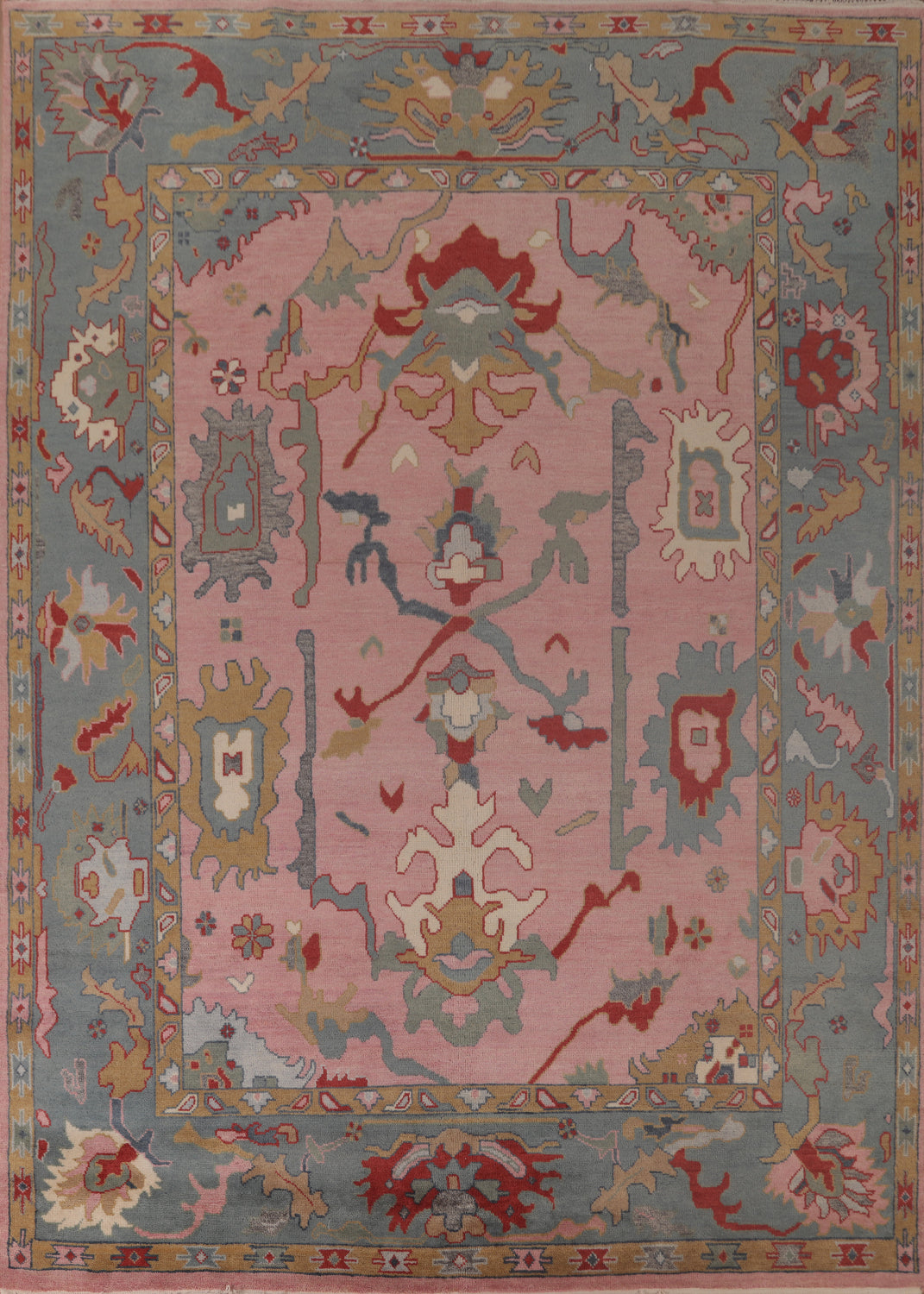 Handmade Pink Oushak Indian Area Rug 9x12
