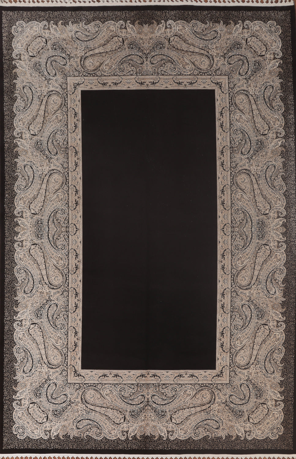 Black Qum Traditional Area Rug 6x10