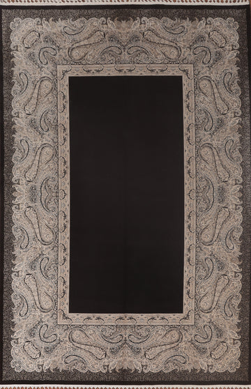 Black Qum Traditional Area Rug 6x10