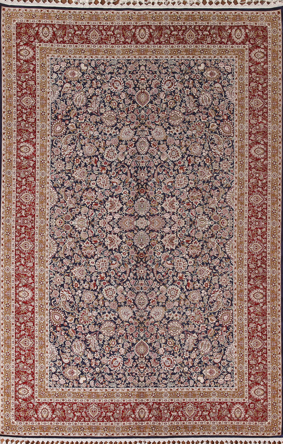 Blue Floral Tabriz Traditional Area Rug 7x10