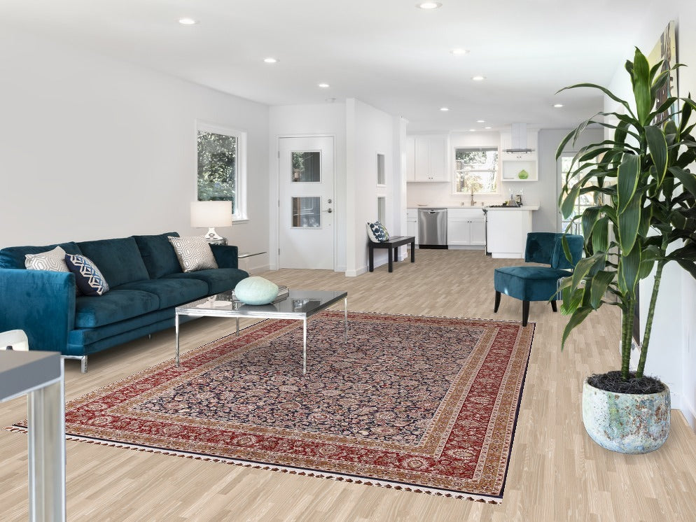 Blue Floral Tabriz Traditional Area Rug 7x10