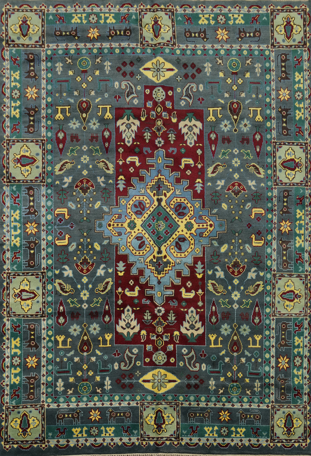 Geometric Kazak Oriental Area Rug 9x12