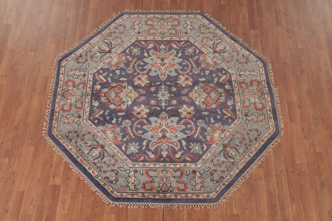 Blue Octagon Heriz Serapi Oriental Rug 6x6