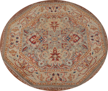 Floral Heriz Serapi Octagon Oriental Rug 6x6