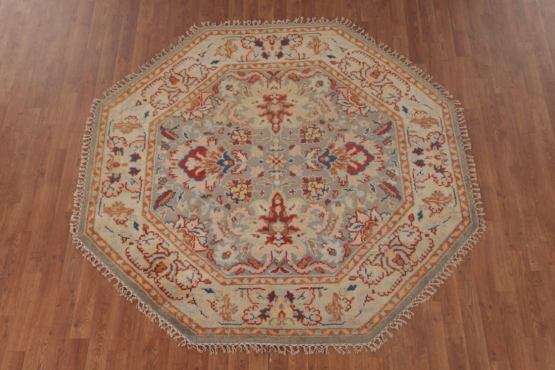 Floral Heriz Serapi Octagon Oriental Rug 6x6
