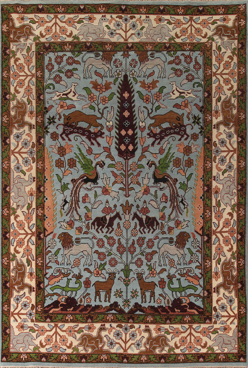 Animals Hunting Design Ziegler Oriental Area Rug 9x12
