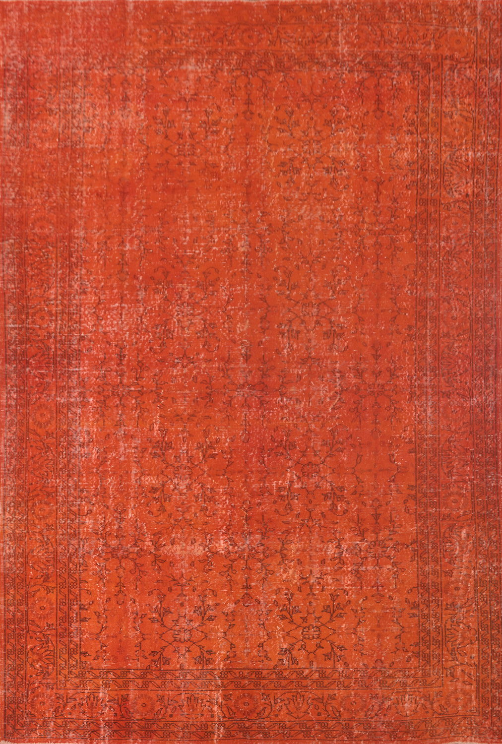 Over-Dyed Orange Anatolian Turkish Area Rug 8x11