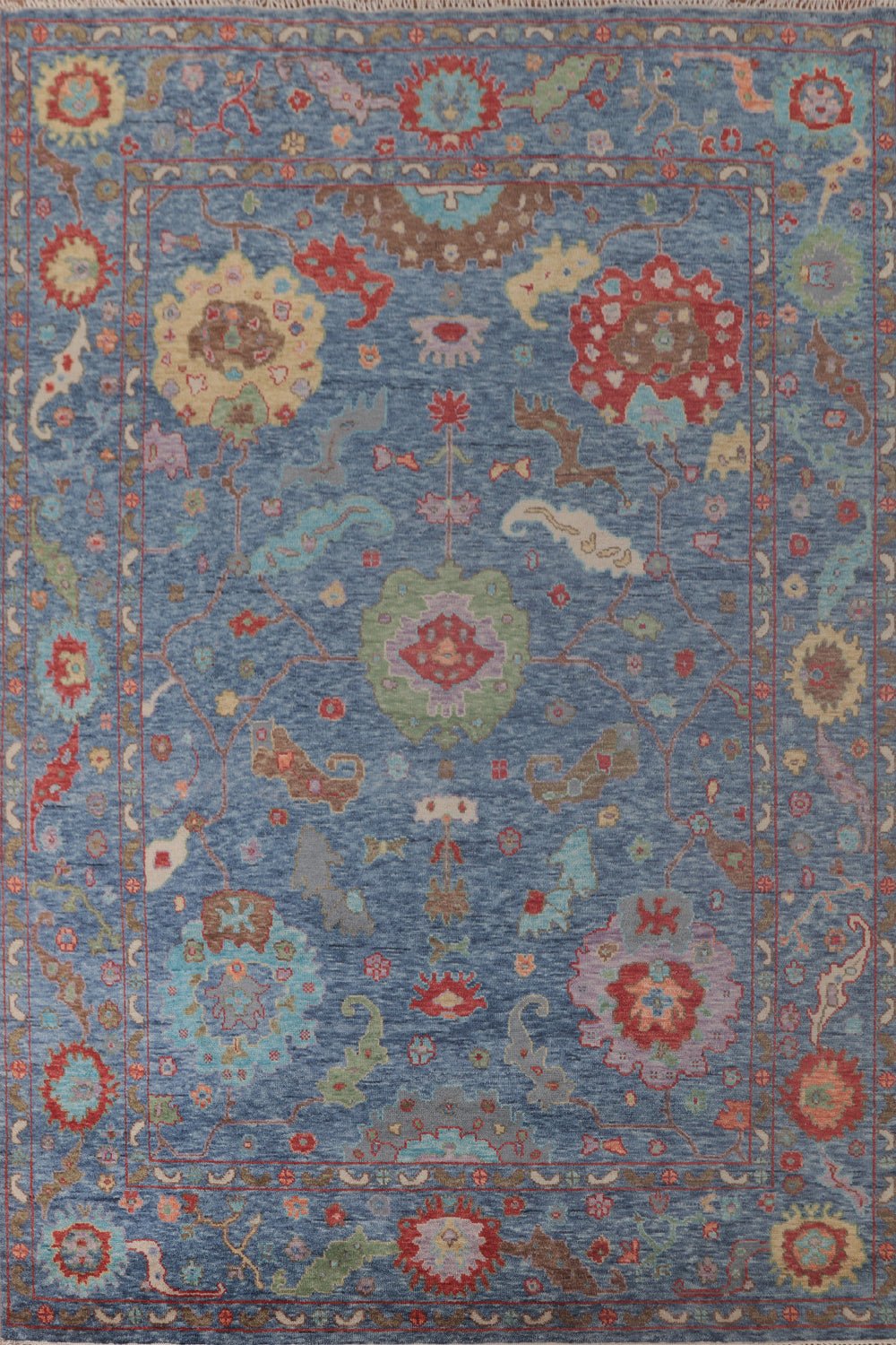 All-Over Blue Oushak Oriental Area Rug 9x12