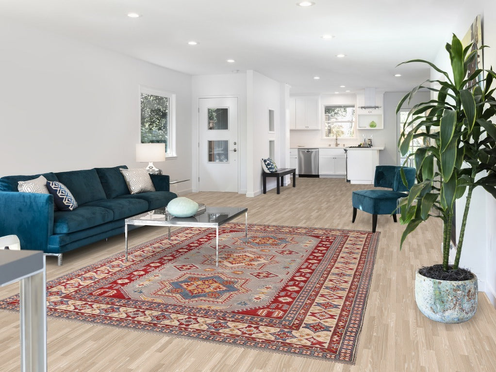 Geometric Kazak Oriental Area Rug 7x10