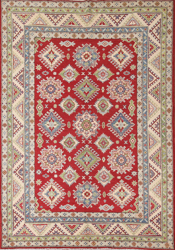 Geometric Red Kazak Oriental Area Rug 6x8
