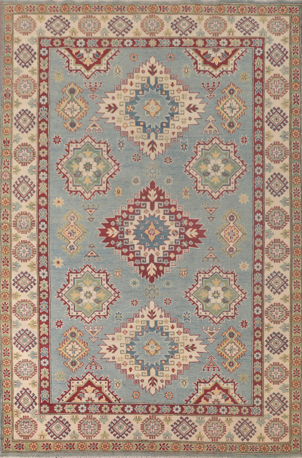Light Blue Kazak Oriental Area Rug 7x10