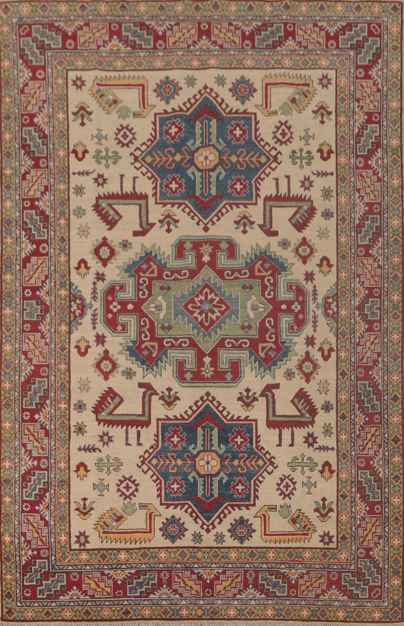 Handmade Wool Kazak Living Room Rug 7x10
