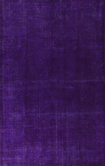Over-Dyed Purple Anatolian Turkish Area Rug 7x11