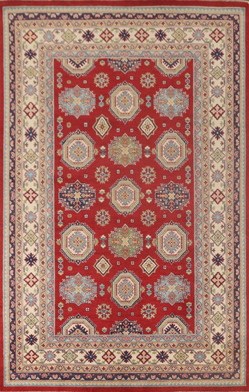 Geometric Red Kazak Oriental Area Rug 7x10