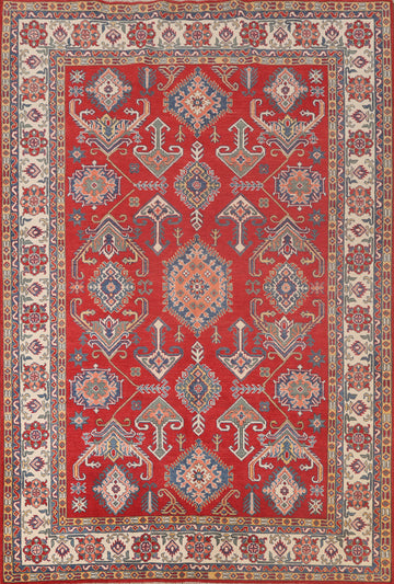 Geometric Red Kazak Oriental Area Rug 7x9