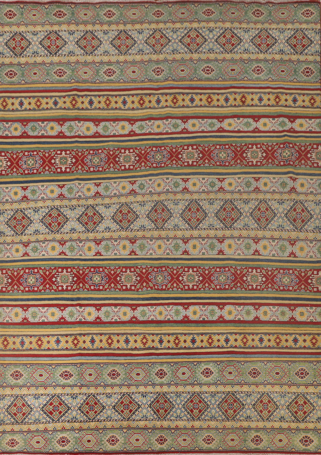 Striped Kazak Living Room Area Rug 10x12
