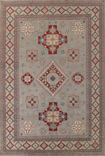 Gray Geometric Kazak Oriental Area Rug 10x13