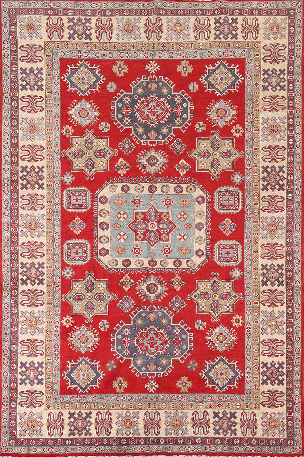 Handmade Wool Red Kazak Oriental Area Rug 7x10