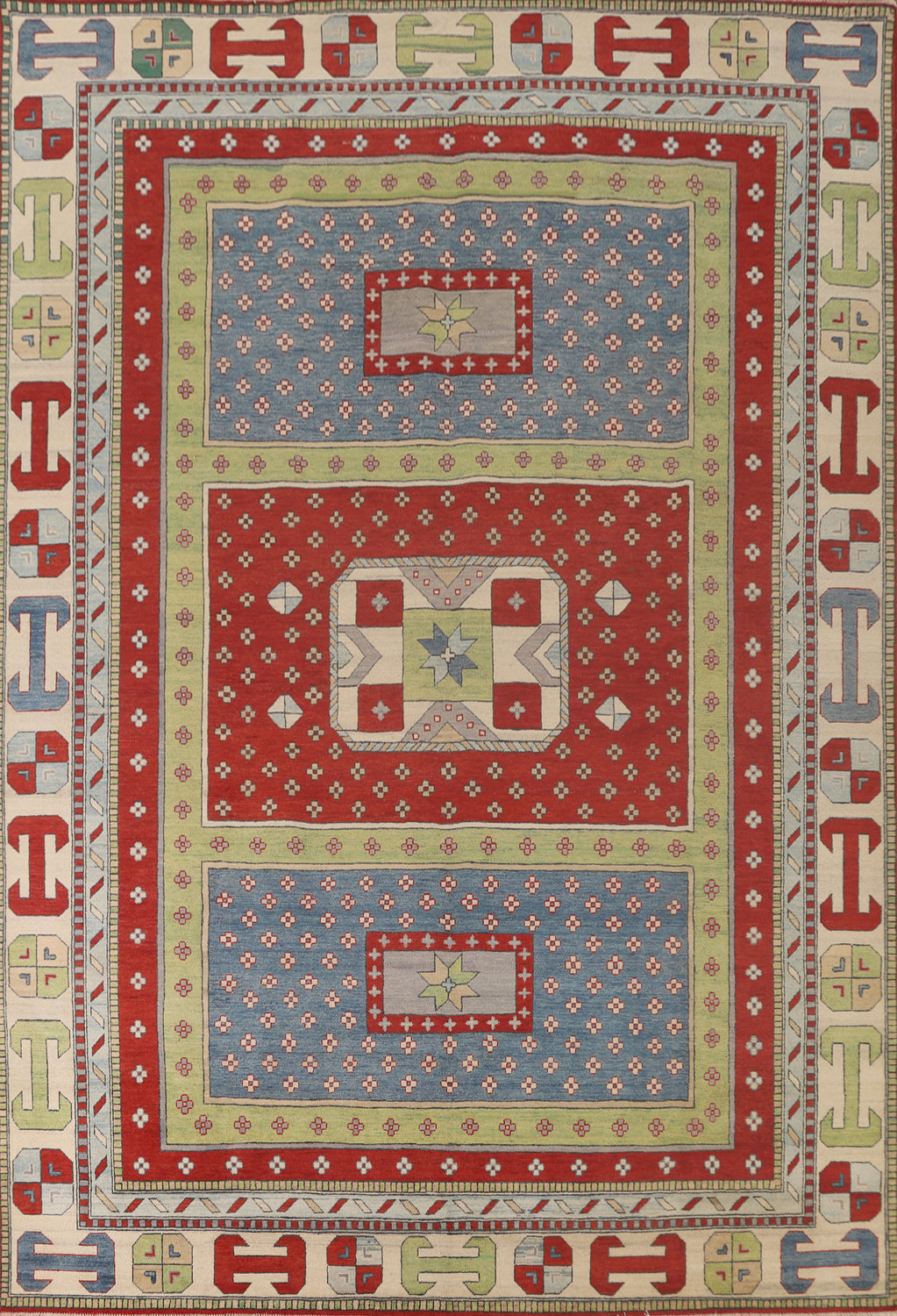 Light Green Kazak Oriental Area Rug 9x12