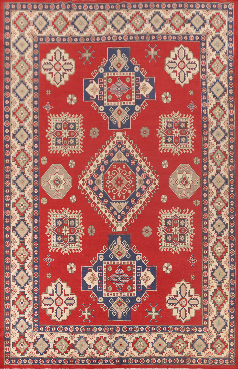 Geometric Red Kazak Oriental Area Rug 8x12
