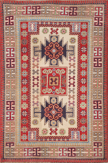 Geometric Wool Kazak Oriental Rug 3x5