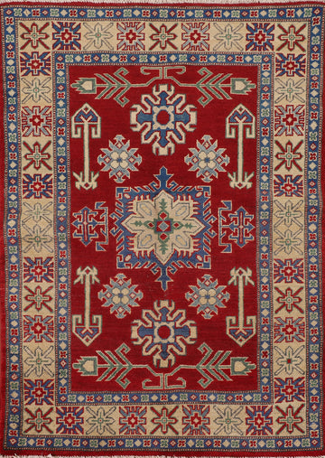 Geometric Red Kazak Oriental Rug 3x5