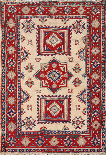 Handmade Ivory Wool Kazak Oriental Rug 3x5