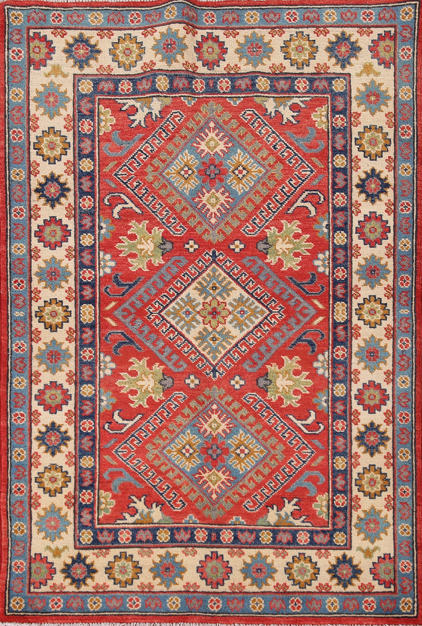 Geometric Wool Kazak Oriental Accent Rug 3x5