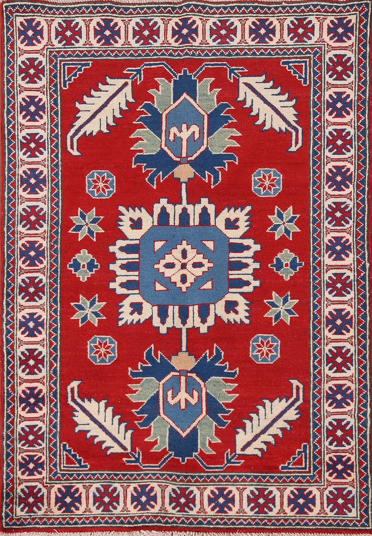 Geometric Red Kazak Oriental Rug 3x5