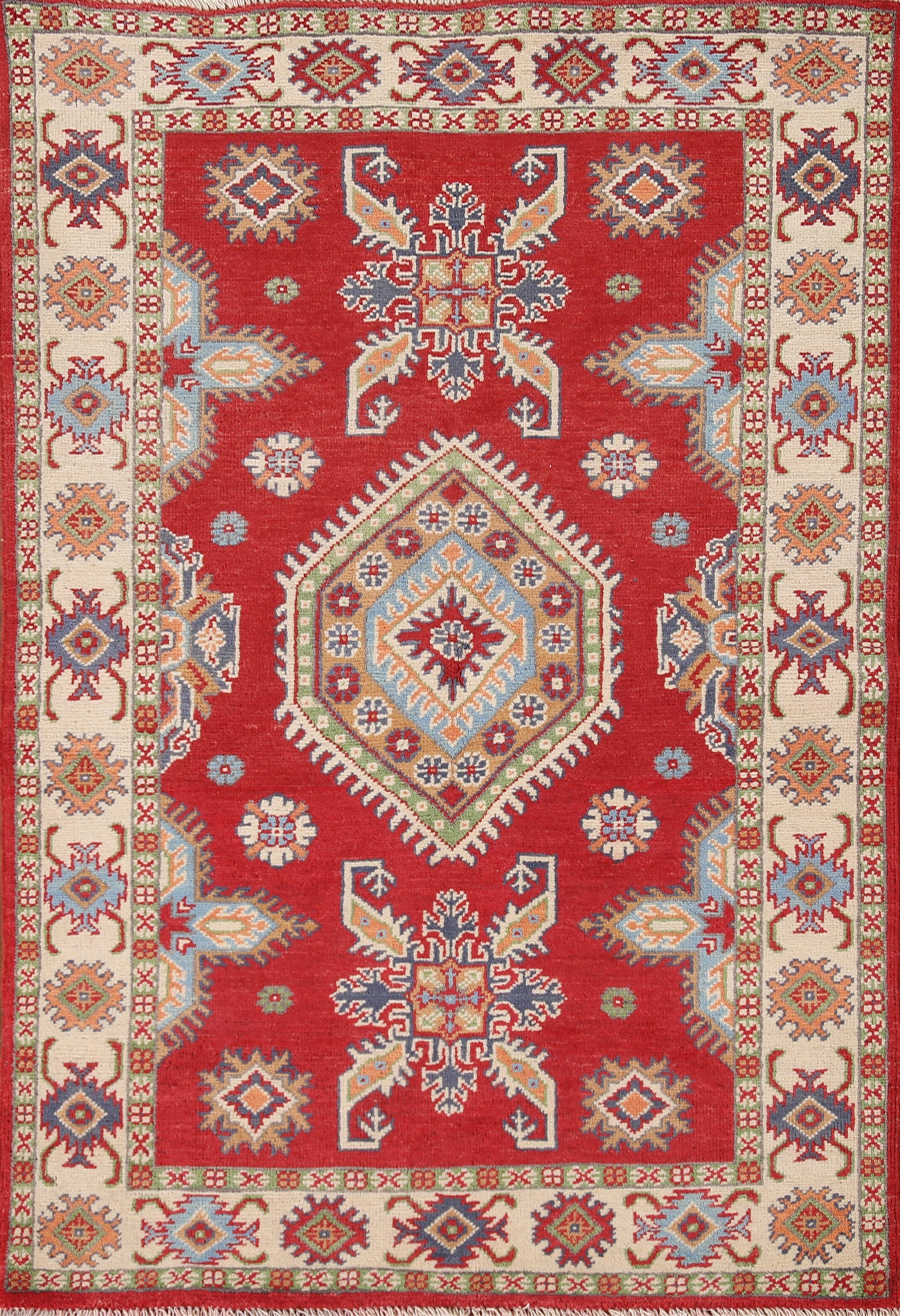 Handmade Red Wool Kazak Oriental Rug 3x5