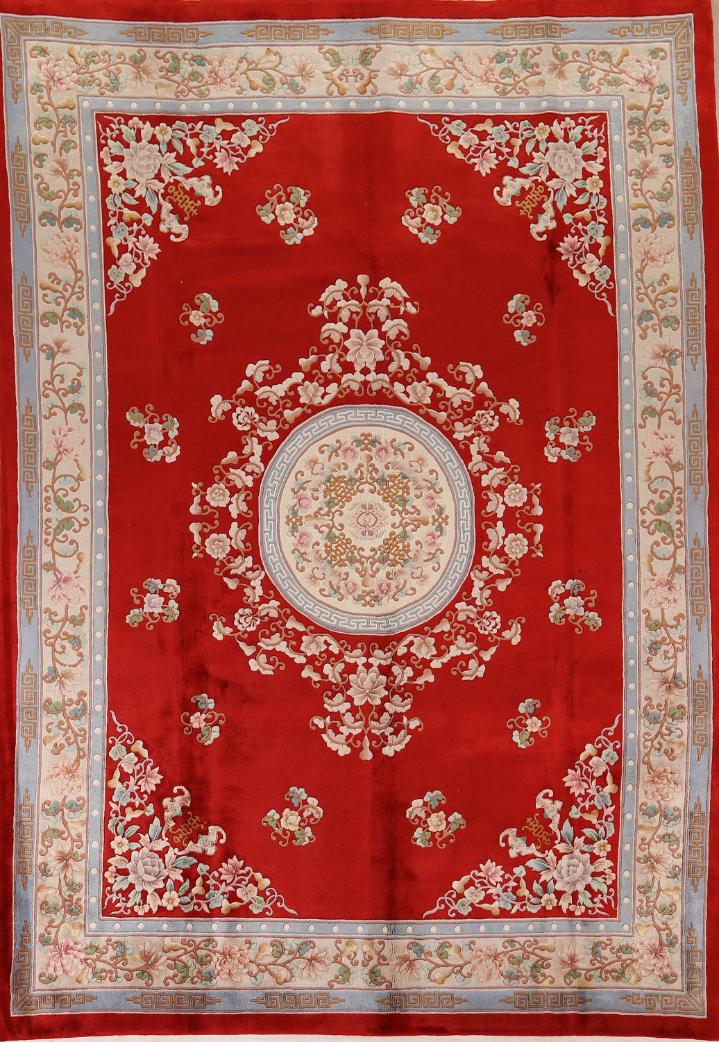 Handmade Red Art-Deco Chinese Area Rug 9x12