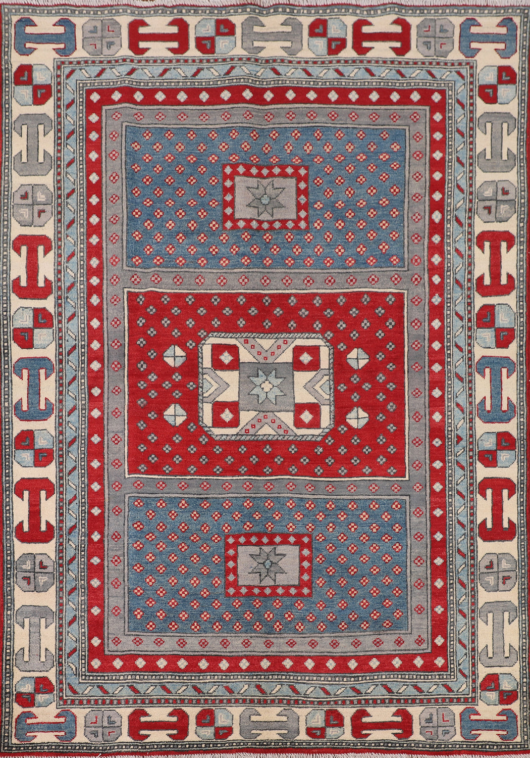 Handmade Wool Kazak Oriental Rug 5x7