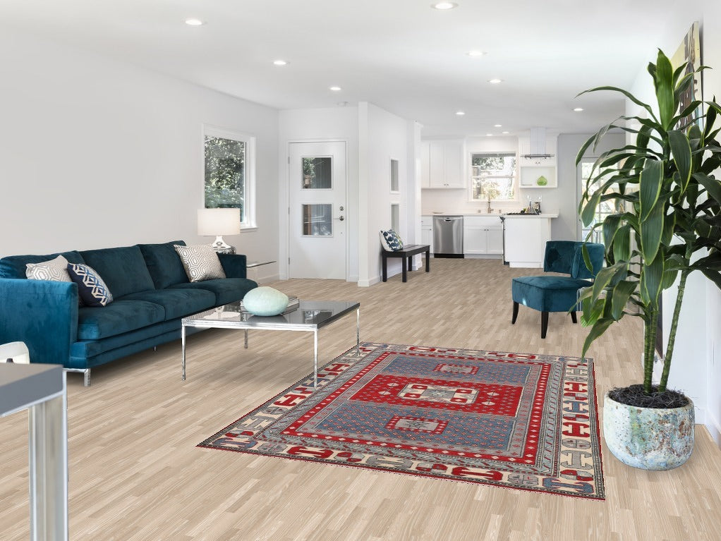 Handmade Wool Kazak Oriental Rug 5x7