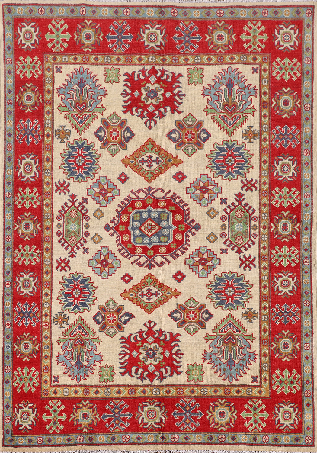 Handmade Wool Kazak Oriental Rug 5x7