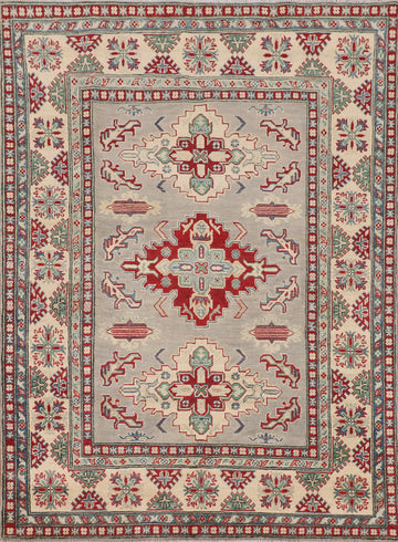 Geometric Wool Kazak Oriental Accent Rug 5x7