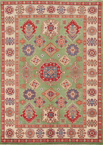 Green Wool Kazak Oriental Rug 5x7