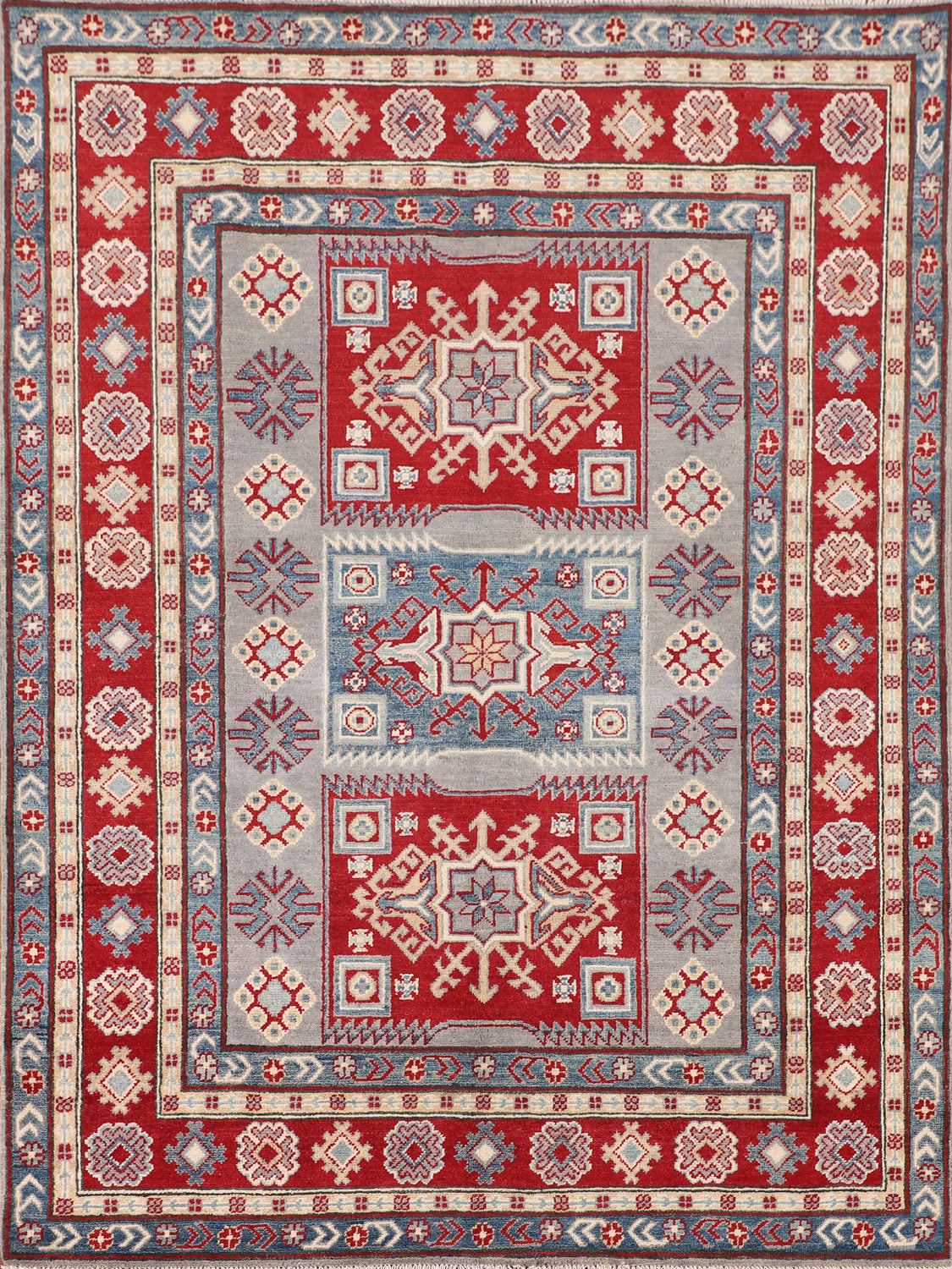 Handmade Wool Kazak Oriental Rug 5x7