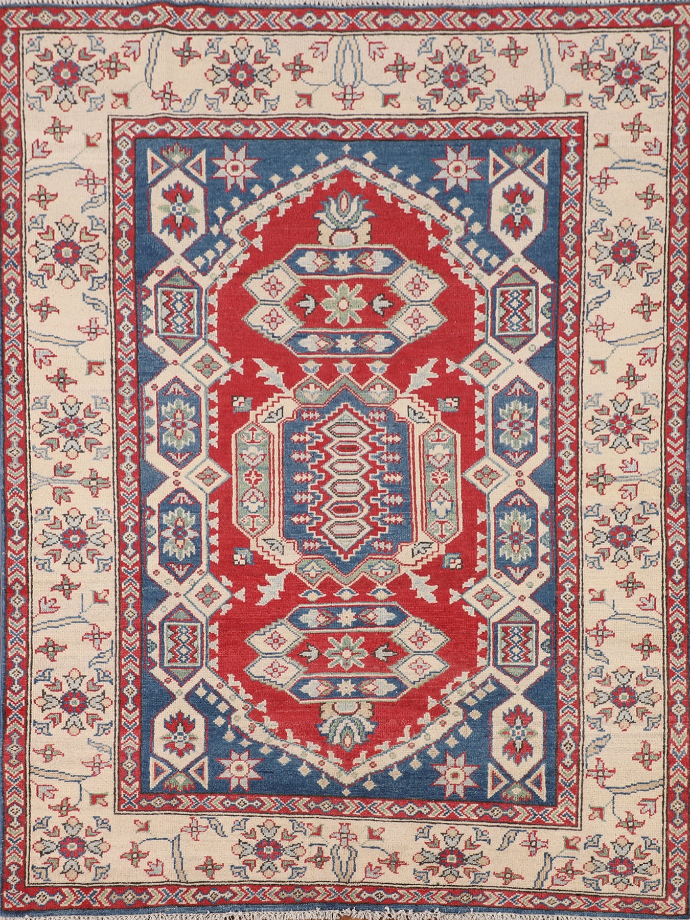 Handmade Wool Kazak Oriental Rug 5x7