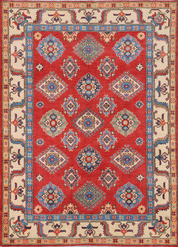 Geometric Wool Kazak Oriental Rug 5x7