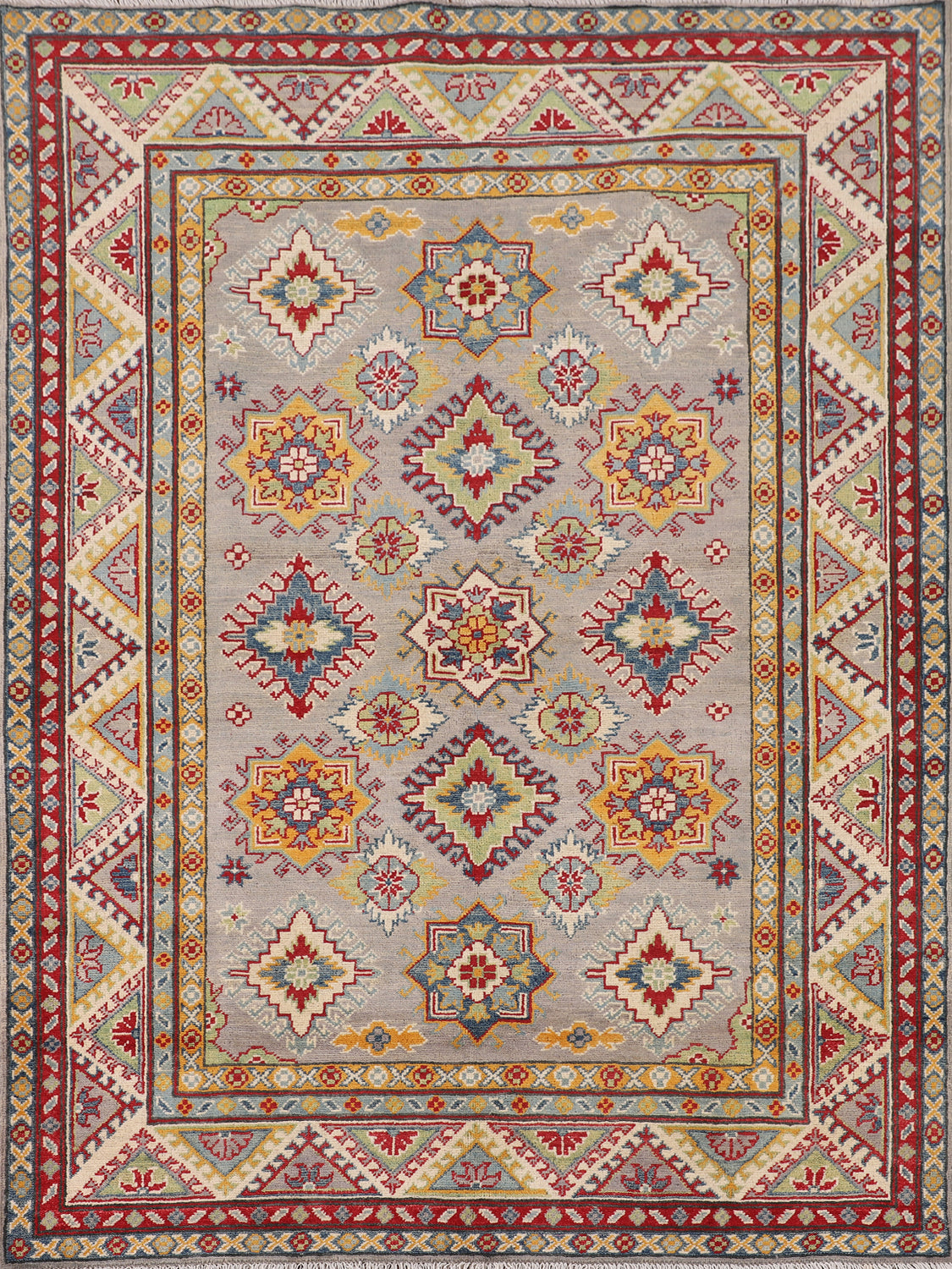 Geometric Wool Kazak Oriental Rug 5x7