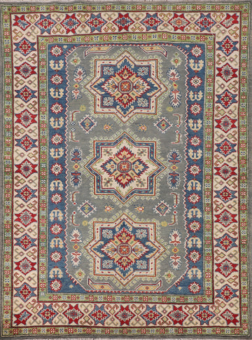 Geometric Wool Kazak Oriental Rug 5x7