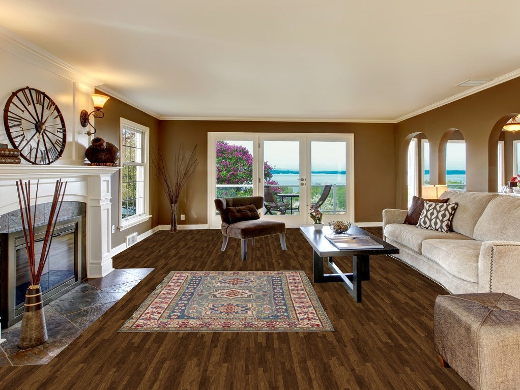 Geometric Wool Kazak Oriental Rug 5x7