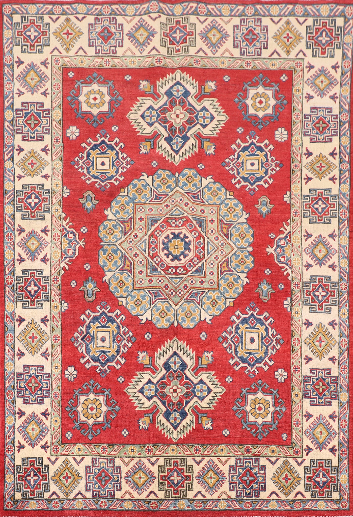 Geometric Wool Kazak Oriental Rug 5x7