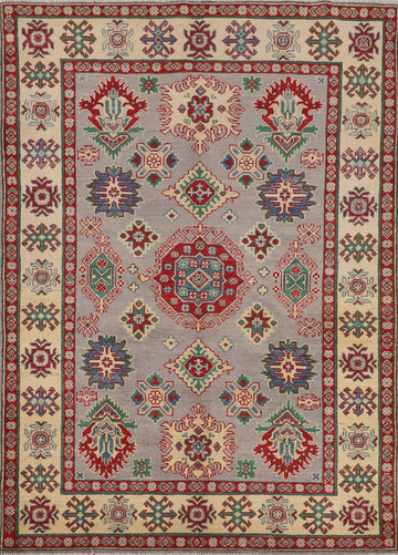 Gray Geometric Kazak Oriental Rug 5x7