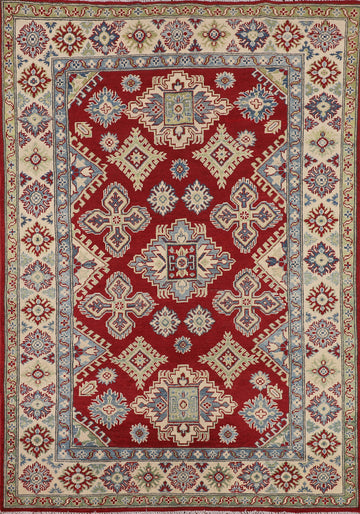 Handmade Wool Red Kazak Oriental Rug 5x7
