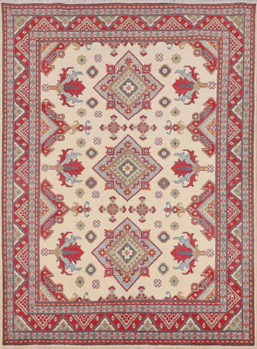 Ivory Wool Kazak Oriental Rug 5x7