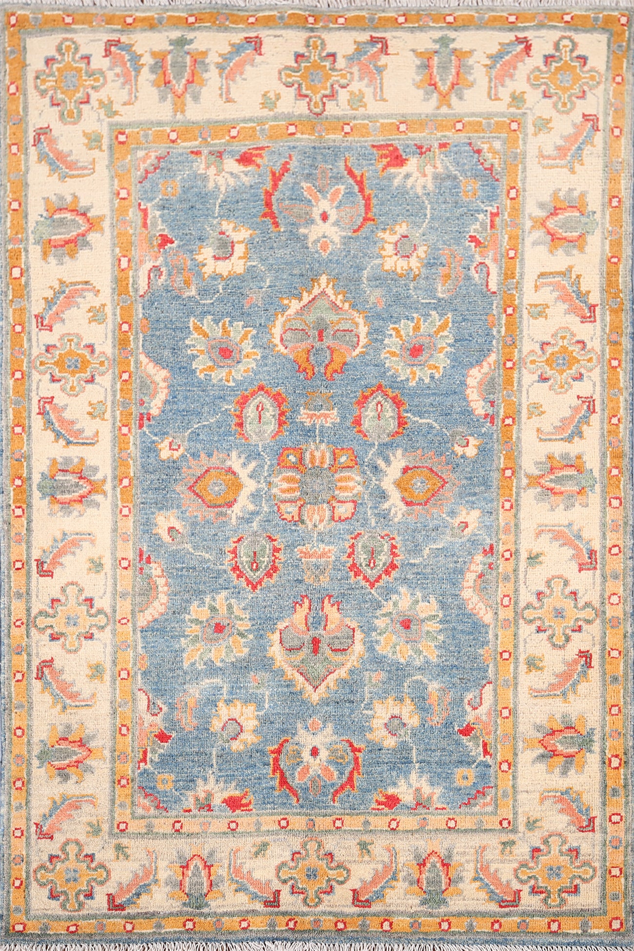 Blue Handmade Kazak Oriental Accent Rug 3x5